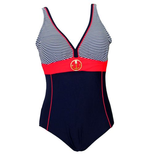 Maillot De Bain Femme 1 Pièce Monokini Marin Grande Taille - Bijou "Ancre" Offert