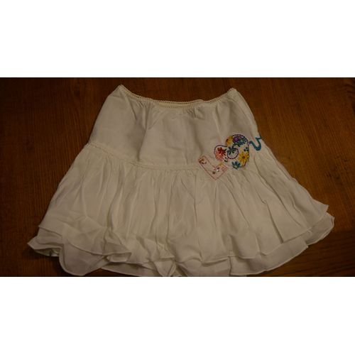 Jupe Petit Patapon Lin/Coton 7-8 Ans Blanc Neuf
