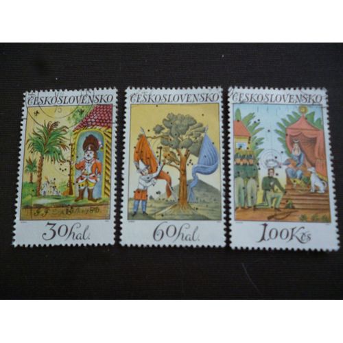 Lot De 3 Timbres :Tchécoslovaquie 1975:Faits Historiques.