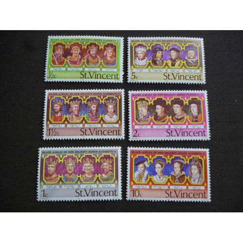 Lot De 6 Timbres St Vincent:Jubilee D'argent De Sa Majesté La Reine Elisabeth Ii.