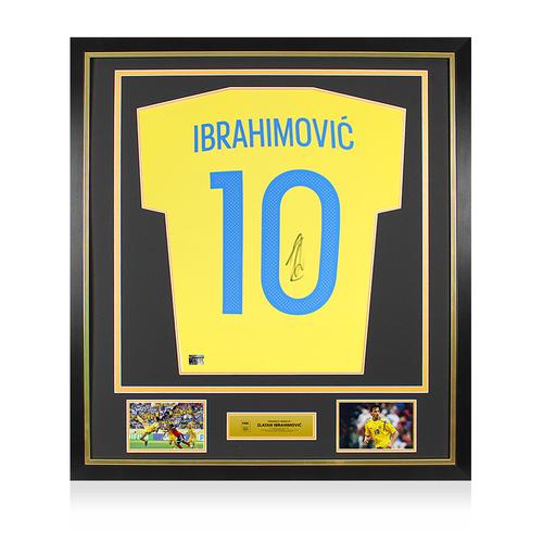 Suède Officiel Coupe Du Monde De La Fifa Zlatan Ibrahimovicback Maillot Domicile Signé Et Encadré 2016-17