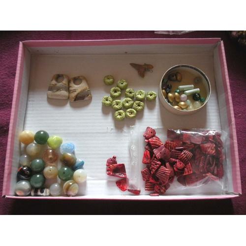 Lot De Perles En Pierre Et Perles En Coquillage Rouge Bordeaux