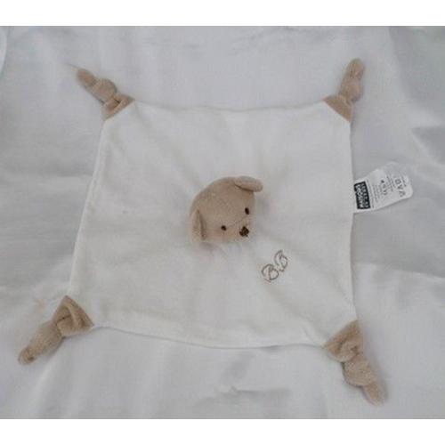 Doudou Plat Ours Blanc Et Beige Broderie Bb Maisons Du Monde