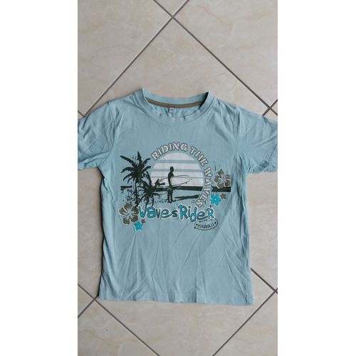 T-Shirt In Extenso Coton 10 Ans Bleu Clair