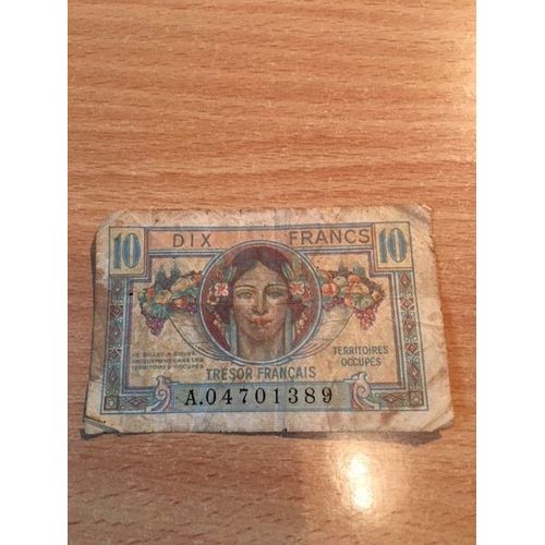Billet Dix Francs  Trésor Français Territoires Occupés
