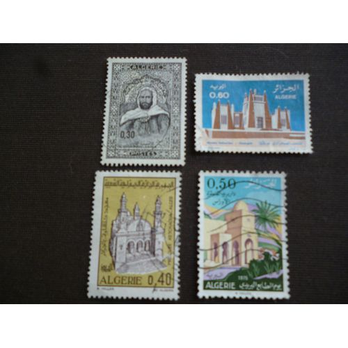 Lot De4 Timbres Algérie:Émir Abdelkader,Mosquée D'alger Et Musée Saharien De Ouargla.