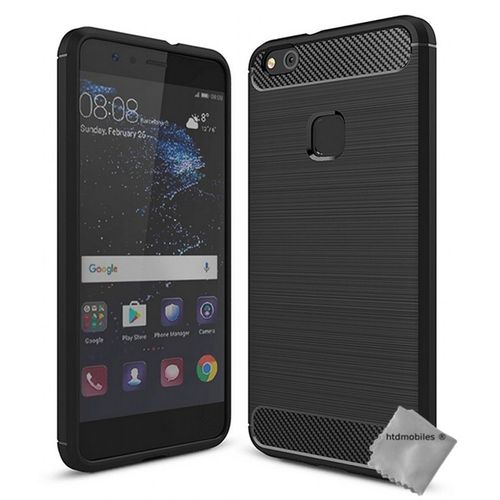 Housse Etui Coque Silicone Gel Carbone Pour Huawei P10 Lite + Film Ecran - Noir