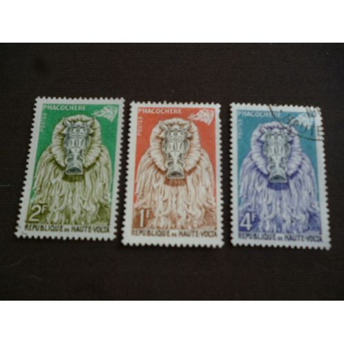 Lot De 3 Timbres Haute Volta :Phacochères.