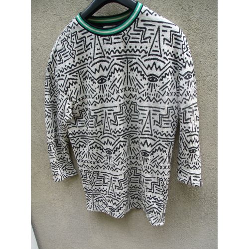 Tunique Pull H&m Ecru Gris Noir T34