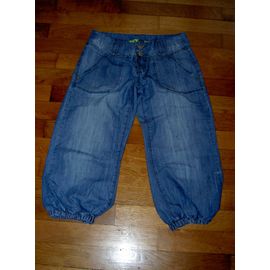 Pantacourt Bleu Clair Type Jean Aspect Vieilli Avec Élastique Sur Jambe Jennyfer Taille 16 Ans