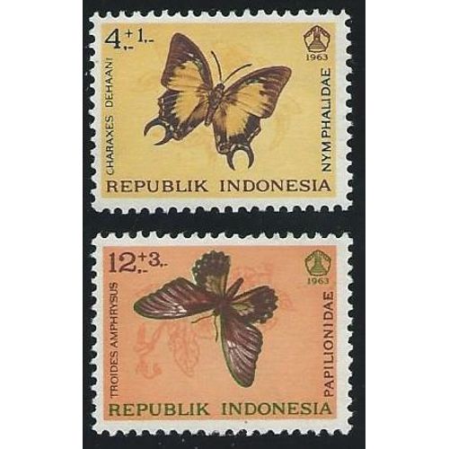 Timbres Indonesie Thème Papillons 1963. Neufs