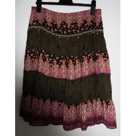 Jupe En Voile Multicolore. Yessica. Polyester. Taille 46