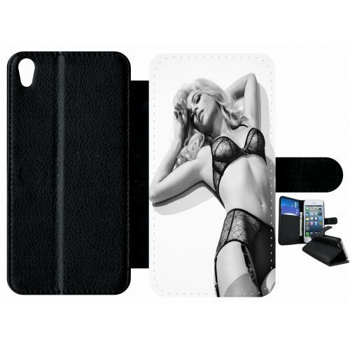 Etui A Rabat - Femme Sexy Noir Et Blanc - Compatible Avec Sony Xperia Xa - Simili-Cuir - Bord Noir