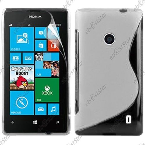 Ebeststar ® Pour Nokia Lumia 520 - Housse Etui Coque Silicone Gel Motif S-Line Protection Souple, Couleur Transparent [Dimensions Precises De Votre Appareil : 119.9 X 64 X 9.9 Mm, Écran 4'']