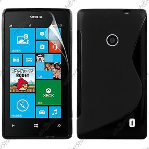 Ebeststar ® Pour Nokia Lumia 520 - Housse Etui Coque Silicone Gel Motif S-Line Protection Souple, Couleur Noir [Dimensions Precises De Votre Appareil : 119.9 X 64 X 9.9 Mm, Écran 4'']