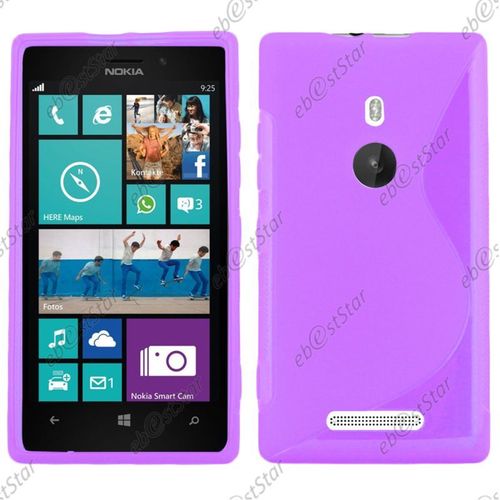 Ebeststar ® Pour Nokia Lumia 925 - Housse Etui Coque Silicone Gel Motif S-Line Protection Souple, Couleur Violet [Dimensions Precises De Votre Appareil : 129 X 70.6 X 8.5 Mm, Écran 4.5'']