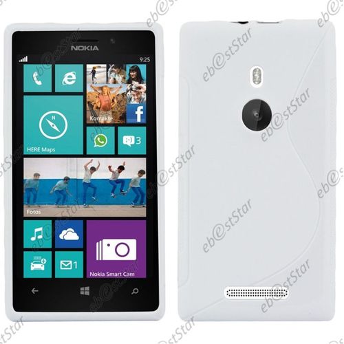 Ebeststar ® Pour Nokia Lumia 925 - Housse Etui Coque Silicone Gel Motif S-Line Protection Souple, Couleur Blanc [Dimensions Precises De Votre Appareil : 129 X 70.6 X 8.5 Mm, Écran 4.5'']