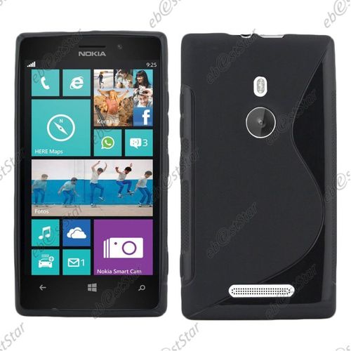Ebeststar ® Pour Nokia Lumia 925 - Housse Etui Coque Silicone Gel Motif S-Line Protection Souple, Couleur Noir [Dimensions Precises De Votre Appareil : 129 X 70.6 X 8.5 Mm, Écran 4.5'']
