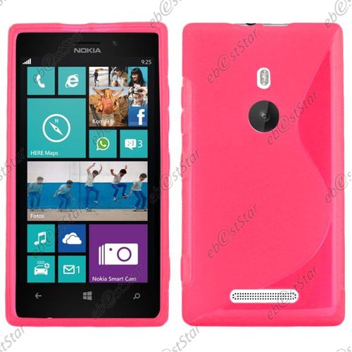 Ebeststar ® Pour Nokia Lumia 925 - Housse Etui Coque Silicone Gel Motif S-Line Protection Souple, Couleur Rose [Dimensions Precises De Votre Appareil : 129 X 70.6 X 8.5 Mm, Écran 4.5'']