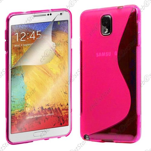 Ebeststar ® Pour Samsung Galaxy Note 3 Gt-N9000, N9002, N9005 - Housse Etui Coque Silicone Gel Motif S-Line Protection Souple, Couleur Rose [Dimensions Precises De Votre Appareil : 79.2 X 151.2 X 8.3 Mm, Écran 5.7'']