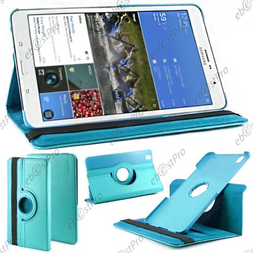 Ebeststar ® Pour Samsung Galaxy Tab Pro 8.4 Sm-T320 - Housse Coque Etui Pu Cuir Rotatif Avec Support À Rotation 360° + Film, Couleur Bleu [Dimensions Precises De Votre Appareil : 219 X 128.5 X 7.2 Mm, Écran 8.4'']