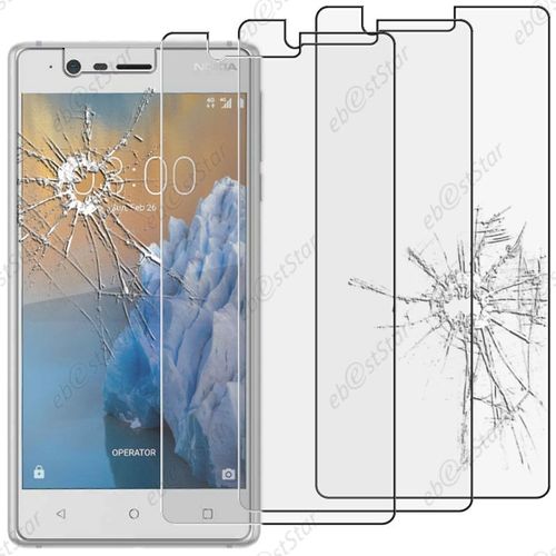 Ebeststar ® Pour Nokia Nokia 3 - Lot X3 Film Protection Écran Verre Trempé Anti Casse Anti-Rayures [Dimensions Precises De Votre Appareil : 143.4 X 71.4 X 8.5 Mm, Écran 5''] [Note Importante Lire Description]