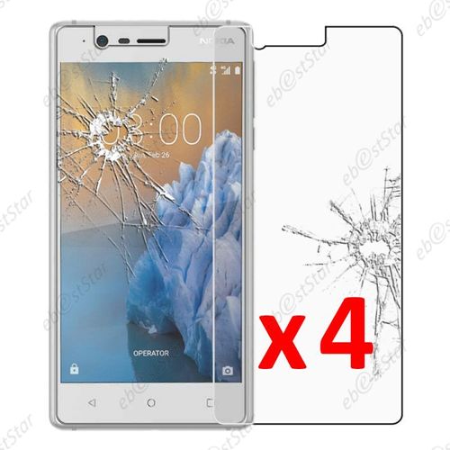 Ebeststar ® Pour Nokia Nokia 3 - Lot X4 Film Protection Écran Verre Trempé Anti Casse Anti-Rayures [Dimensions Precises De Votre Appareil : 143.4 X 71.4 X 8.5 Mm, Écran 5''] [Note Importante Lire Description]