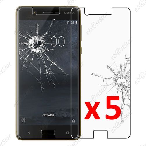 Ebeststar ® Pour Nokia Nokia 5 - Lot X5 Film Protection Écran Verre Trempé Anti Casse Anti-Rayures [Dimensions Precises De Votre Appareil : 149.7 X 72.5 X 8 Mm, Écran 5.2''] [Note Importante Lire Description]