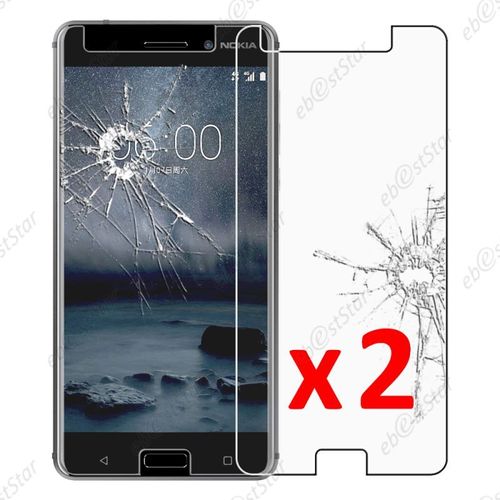 Ebeststar ® Pour Nokia Nokia 6 - Lot X2 Film Protection Écran Verre Trempé Anti Casse Anti-Rayures [Dimensions Precises De Votre Appareil : 154 X 75.8 X 7.9 Mm, Écran 5.5''] [Note Importante Lire Description]