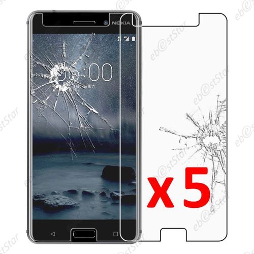 Ebeststar ® Pour Nokia Nokia 6 - Lot X5 Film Protection Écran Verre Trempé Anti Casse Anti-Rayures [Dimensions Precises De Votre Appareil : 154 X 75.8 X 7.9 Mm, Écran 5.5''] [Note Importante Lire Description]