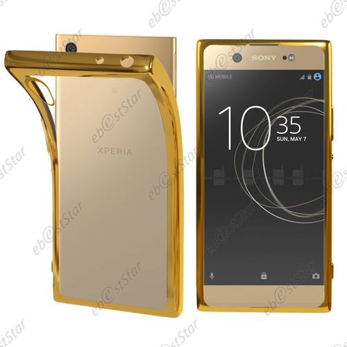 Ebeststar ® Pour Sony Xperia Xa1, Xa1 Dual (2017) - Housse Etui Coque Silicone Gel Souple Ultra Fine 0,3mm Et Invisible, Couleur Transparent / Or [Dimensions Precises De Votre Appareil : 145 X 67 X 8 Mm, Écran 5'']