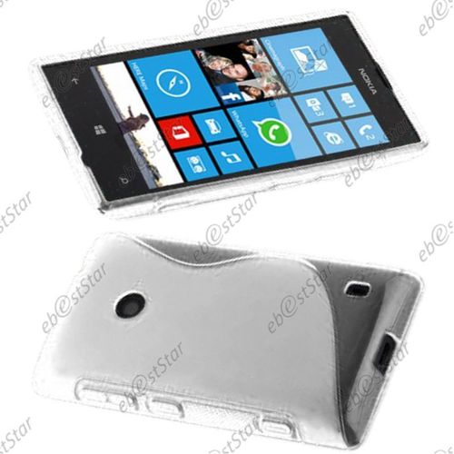 Ebeststar ®  Coque S-Line Silicone Gel Motif Vague Housse Etui Protection Souple Pour Nokia Lumia 520, Couleur Transparent [Dimensions Precises De Votre Appareil : 119.9 X 64 X 9.9 Mm, Écran 4'']