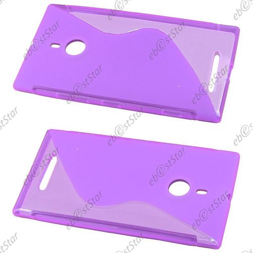 Ebeststar ®  Coque S-Line Silicone Gel Motif Vague Housse Etui Protection Souple Pour Nokia Lumia 925, Couleur Violet [Dimensions Precises De Votre Appareil : 129 X 70.6 X 8.5 Mm, Écran 4.5'']