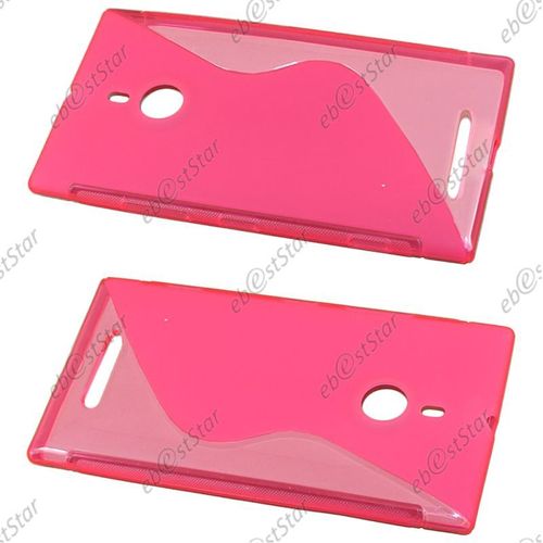 Ebeststar ®  Coque S-Line Silicone Gel Motif Vague Housse Etui Protection Souple Pour Nokia Lumia 925, Couleur Rose [Dimensions Precises De Votre Appareil : 129 X 70.6 X 8.5 Mm, Écran 4.5'']
