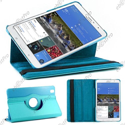 Ebeststar ®  Etui Pu Cuir Coque Housse Rotative 360° Pour Samsung Galaxy Tab Pro 8.4 Sm-T320 + Film, Couleur Bleu [Dimensions Precises De Votre Appareil : 219 X 128.5 X 7.2 Mm, Écran 8.4'']