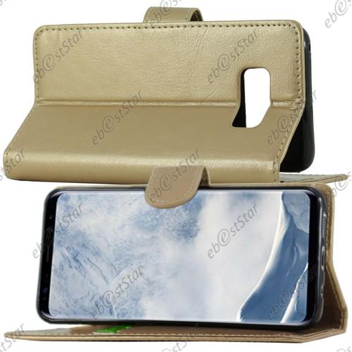 Ebeststar ®  Etui Portefeuille Housse Coque Protection Folio Book Livre Pour Samsung Galaxy S8, Couleur Or / Doré [Dimensions Precises De Votre Appareil : 148.9 X 68.1 X 8 Mm, Écran 5.8'']