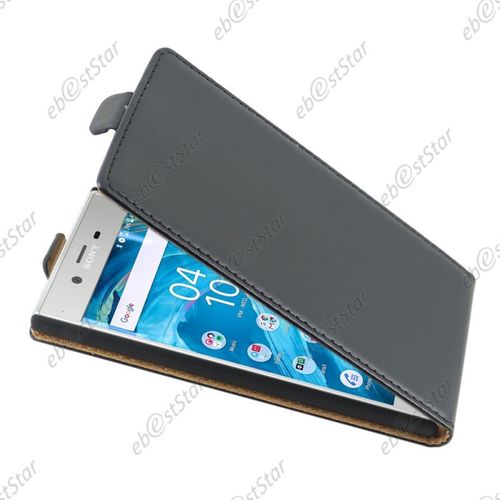 Ebeststar ® Etui Pu Cuir À Rabat Housse Coque Ultra Slim + Vitre Anti Casse Film Écran Verre Trempé Pour Sony Xperia Xz, Xz Dual, Couleur Noir [Dimensions Precises De Votre Appareil : 146 X 72 X 8.1 Mm, Écran 5.2''] [Note Importante Lire Description]