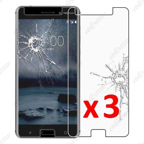 Ebeststar ® Lot X3 Film Protection Écran Verre Trempé Protecteur Tout Écran Pour Nokia Nokia 6 [Dimensions Precises De Votre Appareil : 154 X 75.8 X 7.9 Mm, Écran 5.5''] [Note Importante Lire Description]