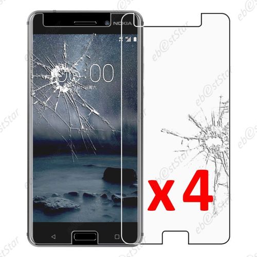 Ebeststar ® Lot X4 Film Protection Écran Verre Trempé Protecteur Tout Écran Pour Nokia Nokia 6 [Dimensions Precises De Votre Appareil : 154 X 75.8 X 7.9 Mm, Écran 5.5''] [Note Importante Lire Description]