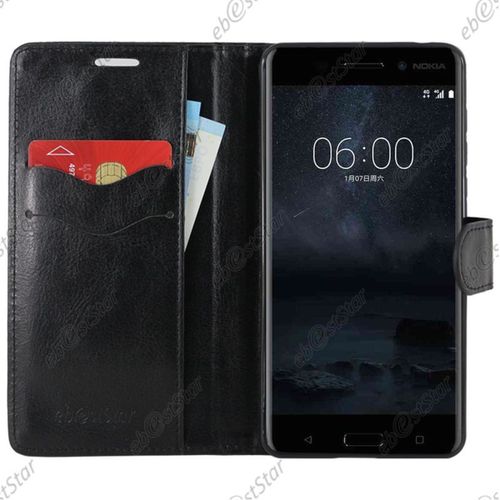 Ebeststar ® Housse Portefeuille Coque Etui Protection Folio Pour Nokia Nokia 6, Couleur Noir [Dimensions Precises De Votre Appareil : 154 X 75.8 X 7.9 Mm, Écran 5.5'']