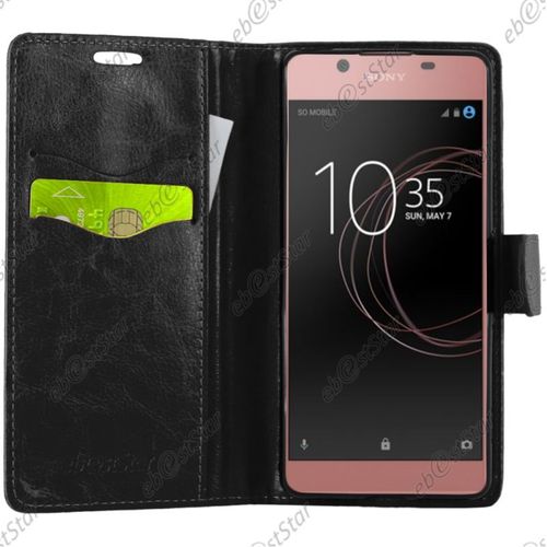 Ebeststar ® Housse Portefeuille Coque Etui Protection Folio Pour Sony Xperia L1, L1 Dual, Couleur Noir [Dimensions Precises De Votre Appareil : 151 X 74 X 8.7 Mm, Écran 5.5'']