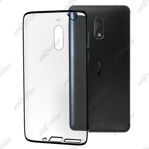 Ebeststar ® Housse Coque Protection Silicone Gel 0,3mm Etui Souple + Vitre Film Écran Verre Trempé Pour Nokia Nokia 6, Couleur Transparent [Dimensions Precises De Votre Appareil : 154 X 75.8 X 7.9 Mm, Écran 5.5''] [Note Importante Lire Description]