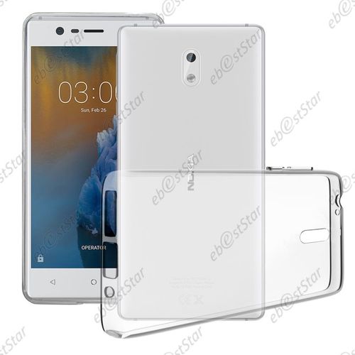 Ebeststar ®  Film Protection Écran Verre Trempé + Coque Silicone Gel Ultra Fine Housse Etui Souple Pour Nokia Nokia 3, Couleur Transparent [Dimensions Precises De Votre Appareil : 143.4 X 71.4 X 8.5 Mm, Écran 5''] [Note Importante Lire Description]