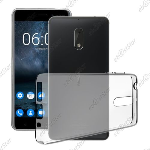 Ebeststar ®  Film Protection Écran Verre Trempé + Coque Silicone Gel Ultra Fine Housse Etui Souple Pour Nokia Nokia 6, Couleur Transparent [Dimensions Precises De Votre Appareil : 154 X 75.8 X 7.9 Mm, Écran 5.5''] [Note Importante Lire Description]