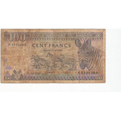 Billet Afrique Rwanda  100 Fr 1989