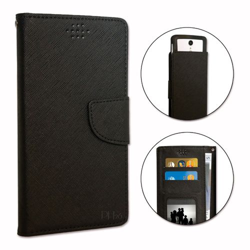 Sony Xperia Zl Etui Housse Folio Noir Façon Cuir Texturé Avec Porte Cartes Et Surpiqûres Apparentes By Ph26®