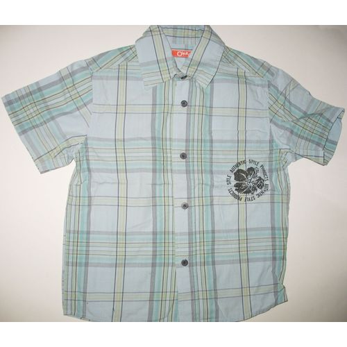 Chemise Okaou À Carreaux Couleur Vert Clair Taille 4 Ans