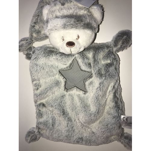 Doudou Ours Gris Blanc Chiné Nicotoy Simba Toys Benelux Etoile Peluche C&a
