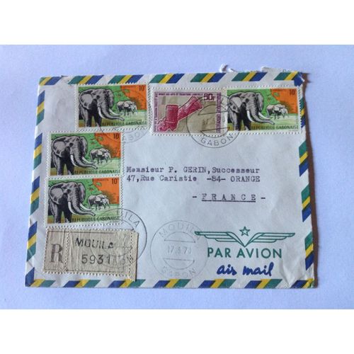 Enveloppe Timbrée Oblitérée.Gabon