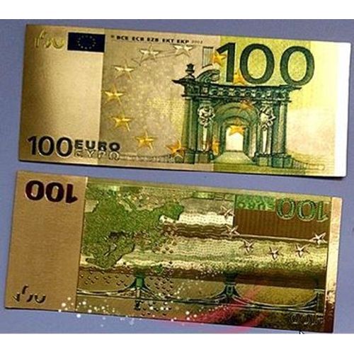 Billet De 100 ¿ Plaqué Or 24k - Cent Euros